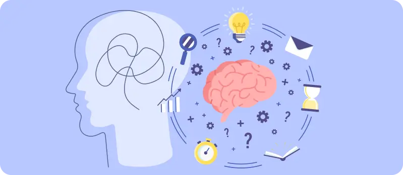Educational illustration representing reflective analysis of behavioral patterns